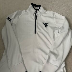 Nike Dry Fit WVU White and Black Quarter-Zip Pullover